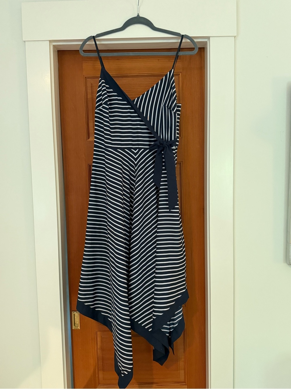 Banana Republic Navy and White Striped Handkerchief Hem Dress